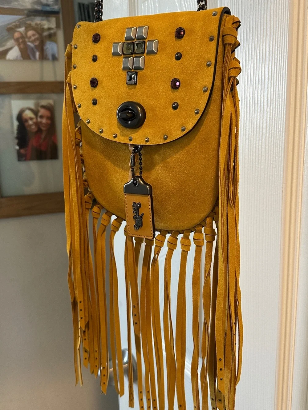 Coach Suede Pyramid Rivet Crossbody Bag